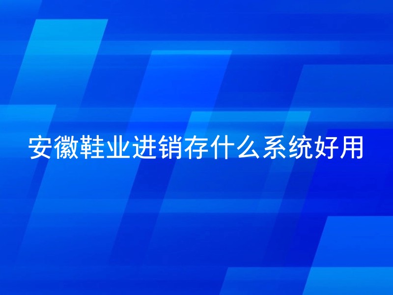 安徽鞋业进销存什么系统好用