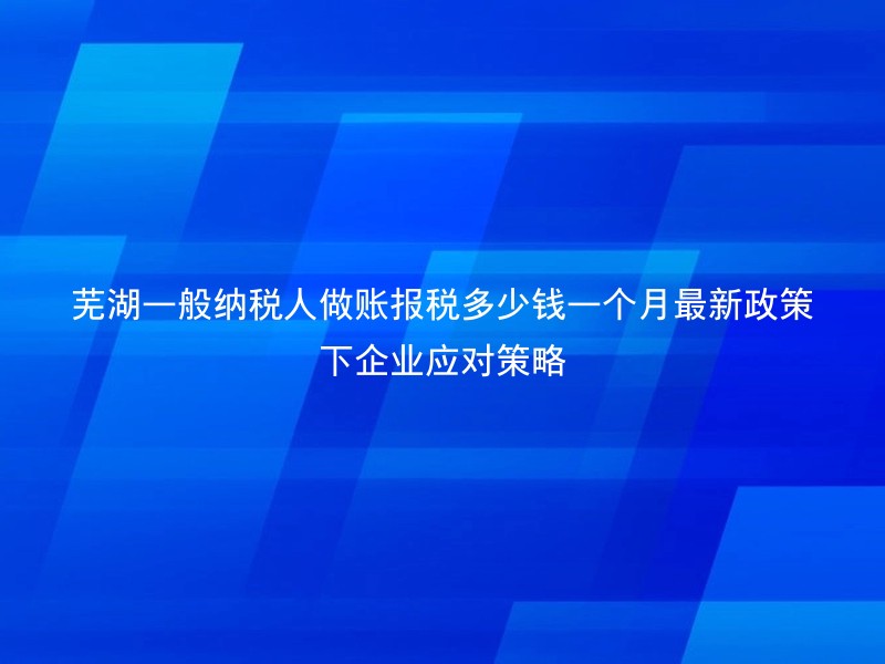 芜湖一般纳税人做账报税多少钱一个月最新政策下企业应对策略