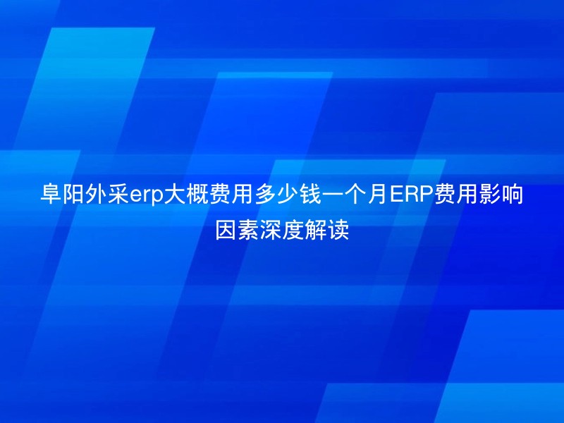 阜阳外采erp大概费用多少钱一个月ERP费用影响因素深度解读