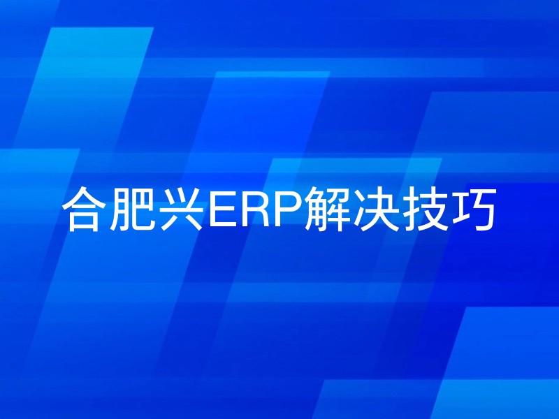 合肥兴ERP解决技巧