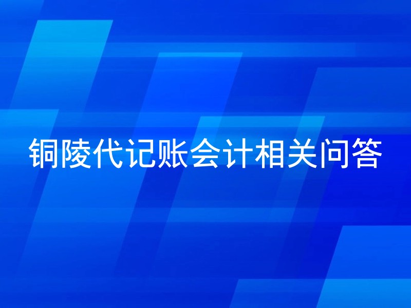 铜陵代记账会计相关问答
