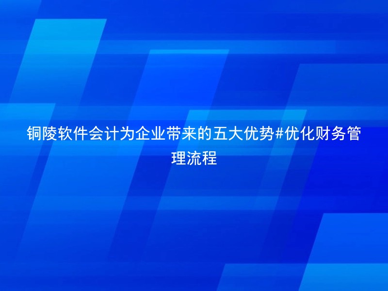 铜陵软件会计为企业带来的五大优势#优化财务管理流程