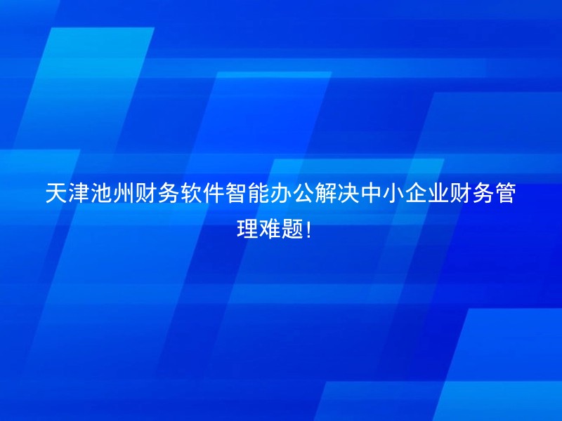 天津池州财务软件智能办公解决中小企业财务管理难题！