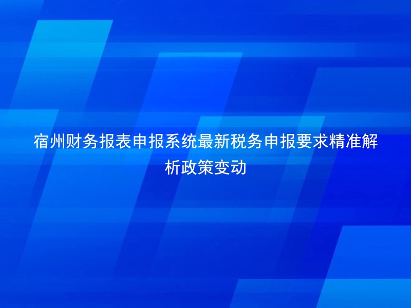 宿州财务报表申报系统最新税务申报要求精准解析政策变动