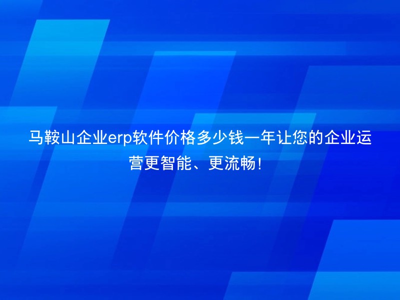 马鞍山企业erp软件价格多少钱一年让您的企业运营更智能、更流畅！