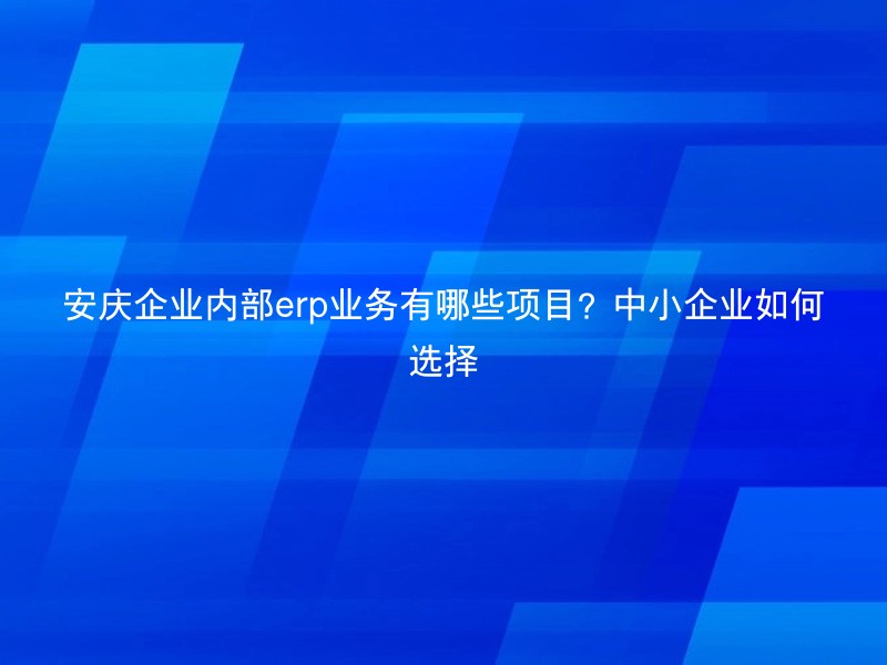 安庆企业内部erp业务有哪些项目？中小企业如何选择