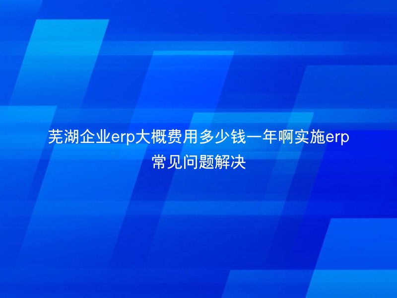 芜湖企业erp大概费用多少钱一年啊实施erp常见问题解决