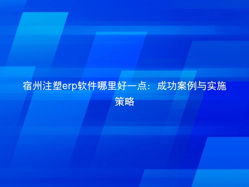 宿州注塑erp软件哪里好一点：成功案例与实施策略