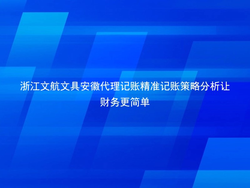 浙江文航文具安徽代理记账精准记账策略分析让财务更简单