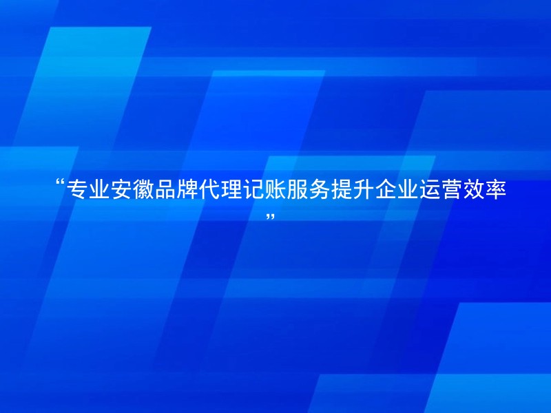 “专业安徽品牌代理记账服务提升企业运营效率”
