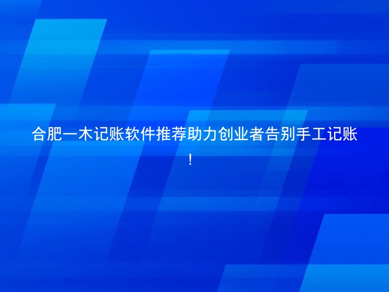 合肥一木记账软件推荐助力创业者告别手工记账！