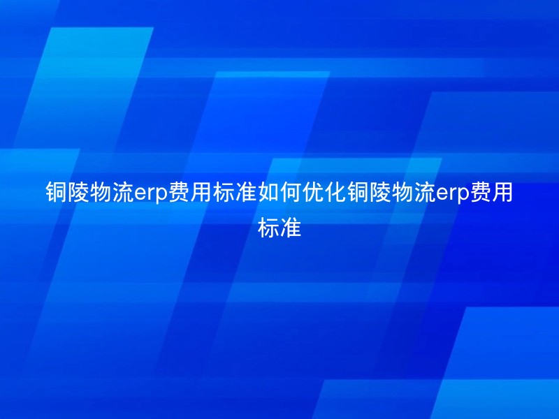 铜陵物流erp费用标准如何优化铜陵物流erp费用标准