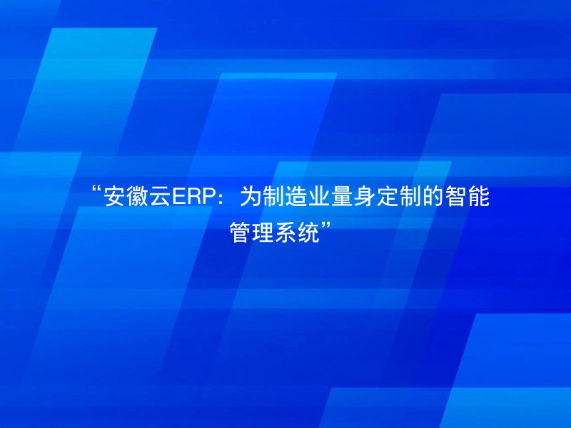 “安徽云ERP：为制造业量身定制的智能管理系统”