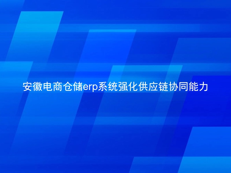 安徽电商仓储erp系统强化供应链协同能力
