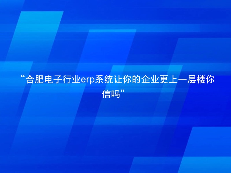 “合肥电子行业erp系统让你的企业更上一层楼你信吗”