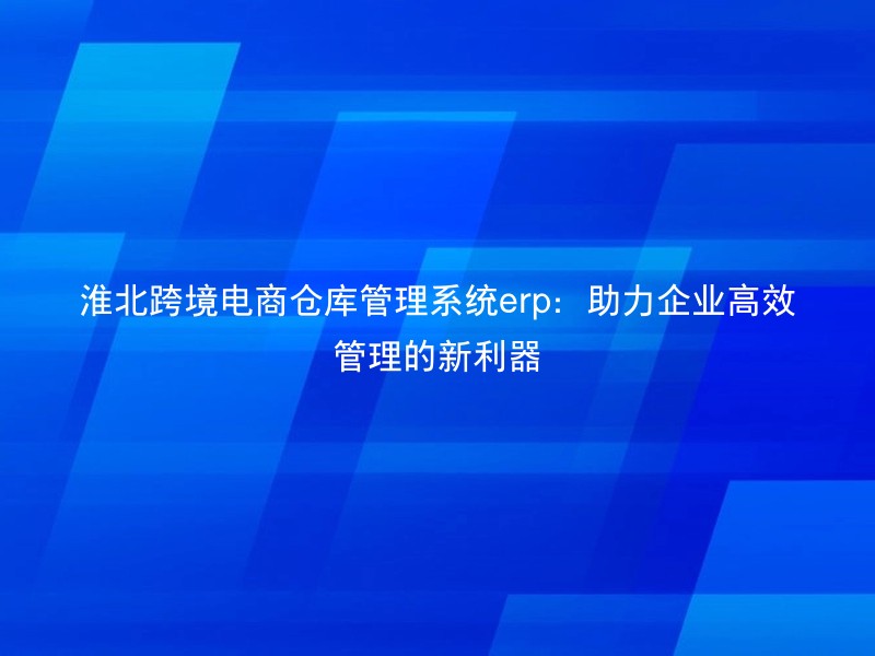 淮北跨境电商仓库管理系统erp：助力企业高效管理的新利器