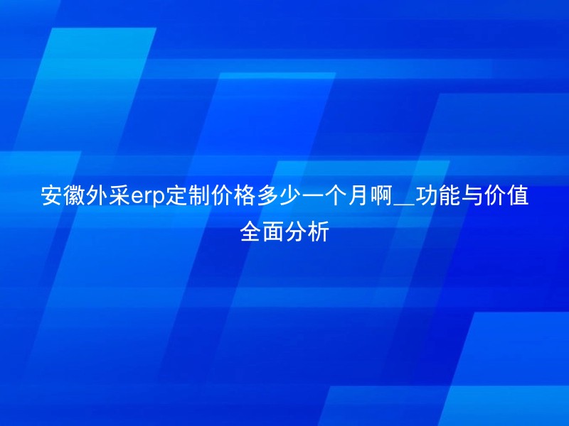 安徽外采erp定制价格多少一个月啊_功能与价值全面分析