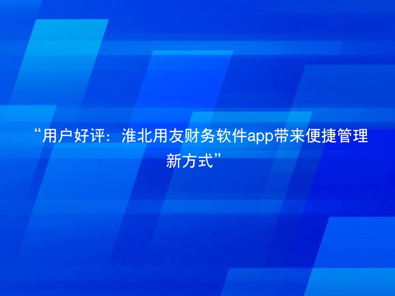 “用户好评：淮北用友财务软件app带来便捷管理新方式”