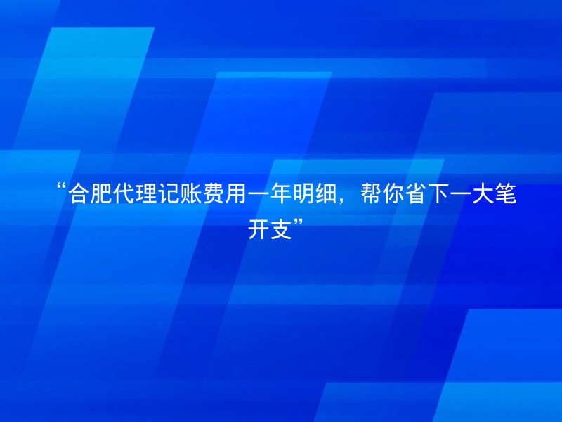 “合肥代理记账费用一年明细，帮你省下一大笔开支”