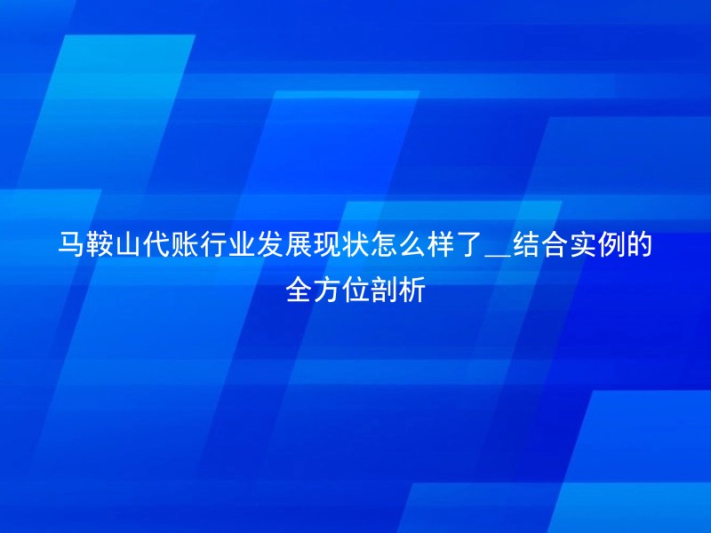 马鞍山代账行业发展现状怎么样了_结合实例的全方位剖析