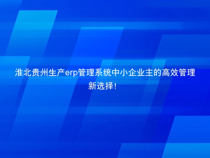 淮北贵州生产erp管理系统中小企业主的高效管理新选择！