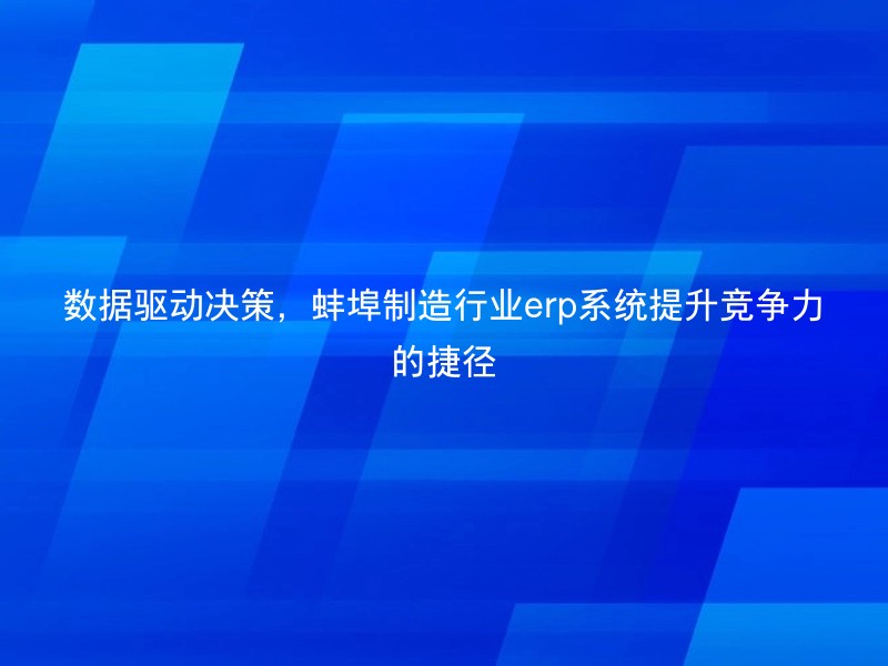 数据驱动决策，蚌埠制造行业erp系统提升竞争力的捷径