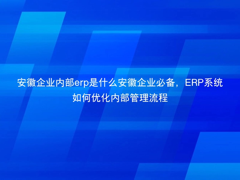 安徽企业内部erp是什么安徽企业必备，ERP系统如何优化内部管理流程