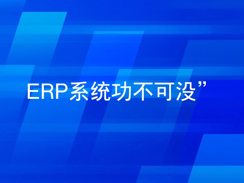 ERP系统功不可没”
