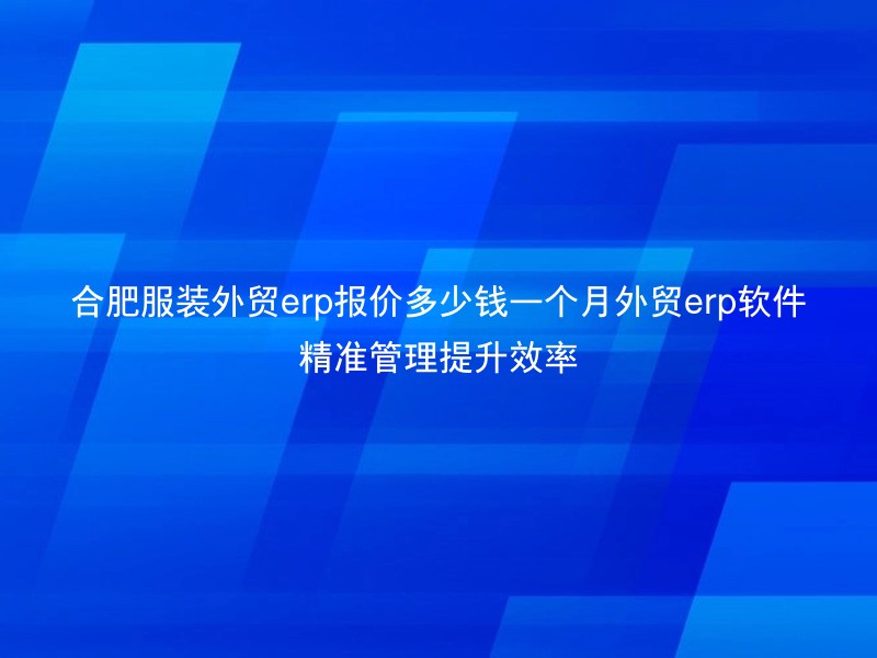 合肥服装外贸erp报价多少钱一个月外贸erp软件精准管理提升效率