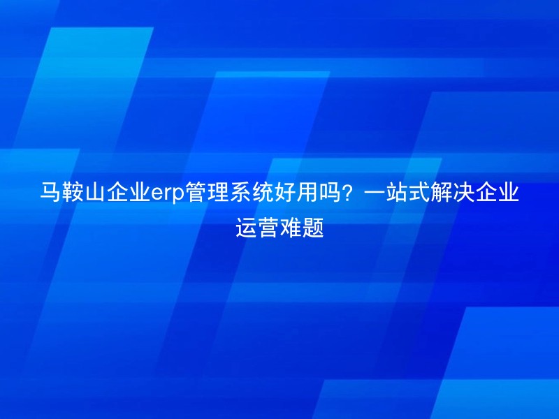 马鞍山企业erp管理系统好用吗？一站式解决企业运营难题