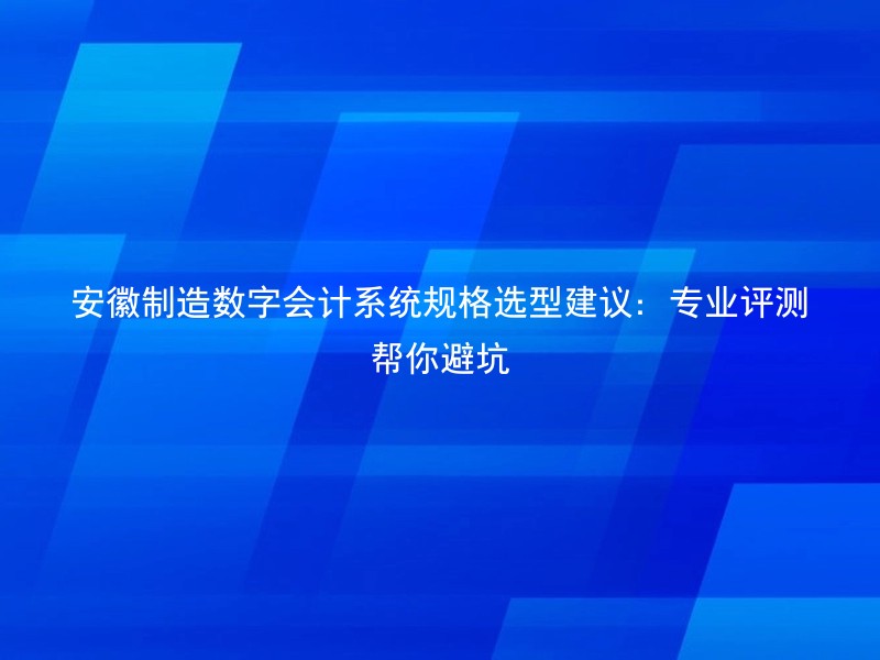 安徽制造数字会计系统规格选型建议：专业评测帮你避坑