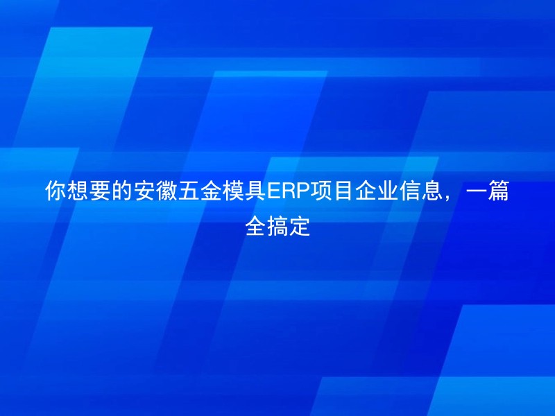你想要的安徽五金模具ERP项目企业信息，一篇全搞定