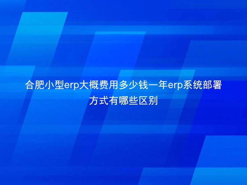 合肥小型erp大概费用多少钱一年erp系统部署方式有哪些区别