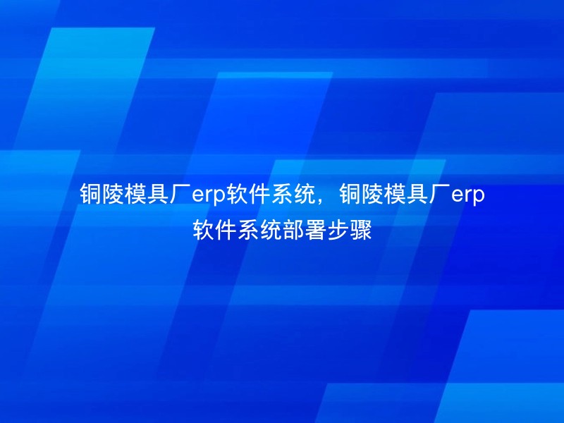 铜陵模具厂erp软件系统，铜陵模具厂erp软件系统部署步骤