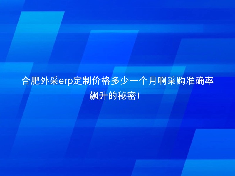 合肥外采erp定制价格多少一个月啊采购准确率飙升的秘密！