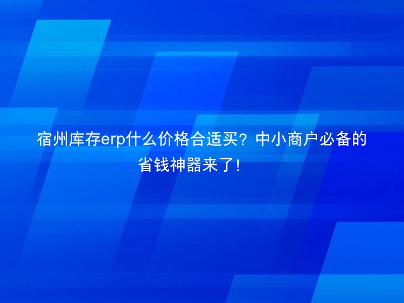 宿州库存erp什么价格合适买？中小商户必备的省钱神器来了！🎉